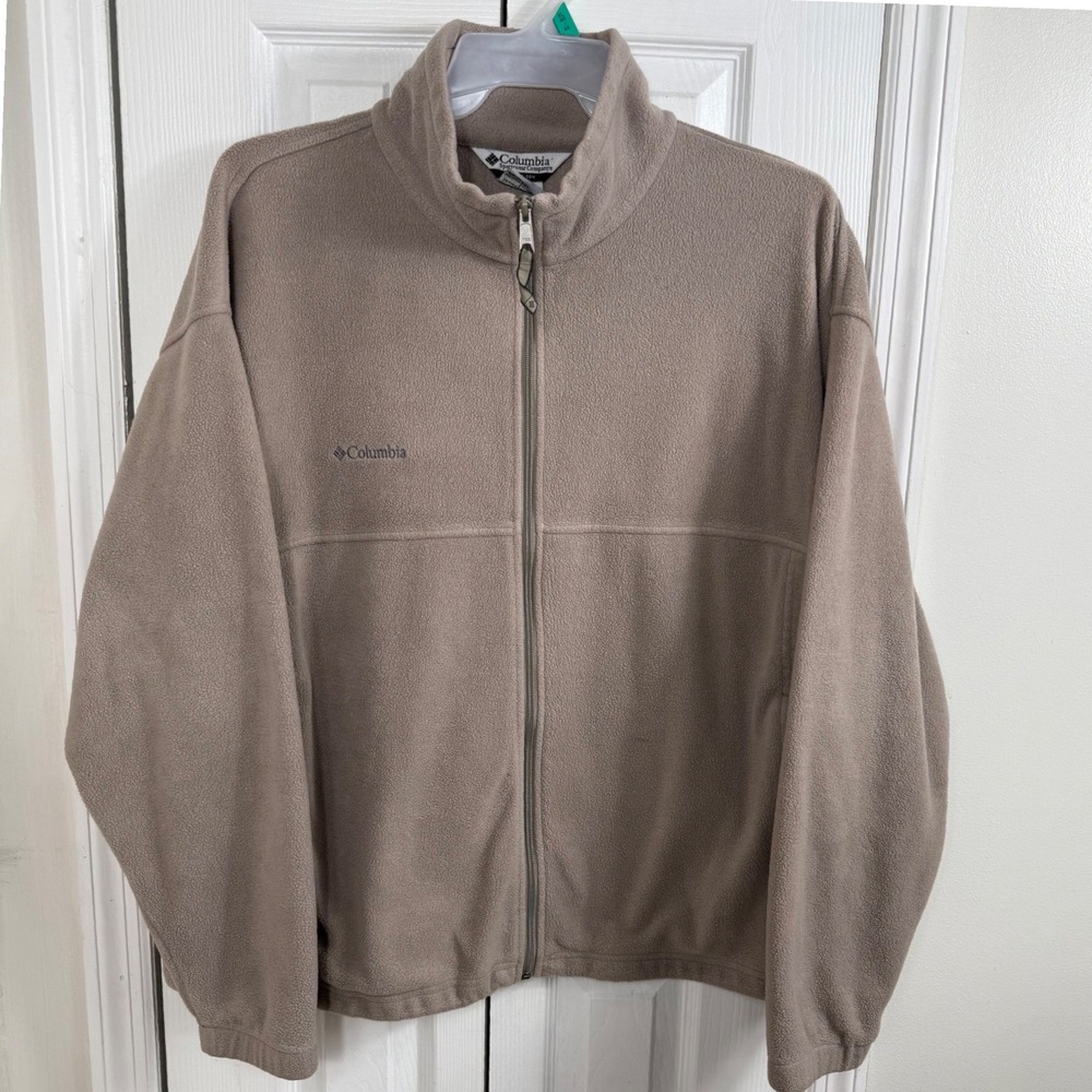 Columbia Fleece Jacket XXL Tan Beige Gorpcore Minimalist Full Zip Mens